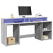 Birou cu lumini LED, gri sonoma, 200x55x91 cm, lemn prelucrat - WALTI WALTI