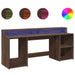Birou cu lumini LED, stejar maro, 200x55x91 cm, lemn prelucrat - WALTI WALTI