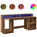 Birou cu lumini LED, lemn vechi, 200x55x91 cm, lemn prelucrat - WALTI WALTI