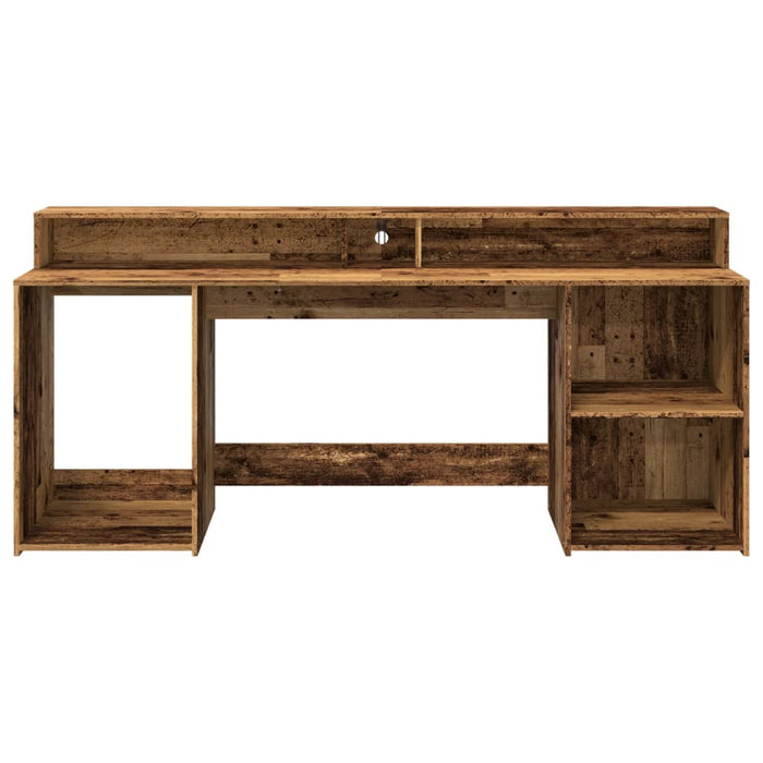 Birou cu lumini LED, lemn vechi, 200x55x91 cm, lemn prelucrat - WALTI WALTI