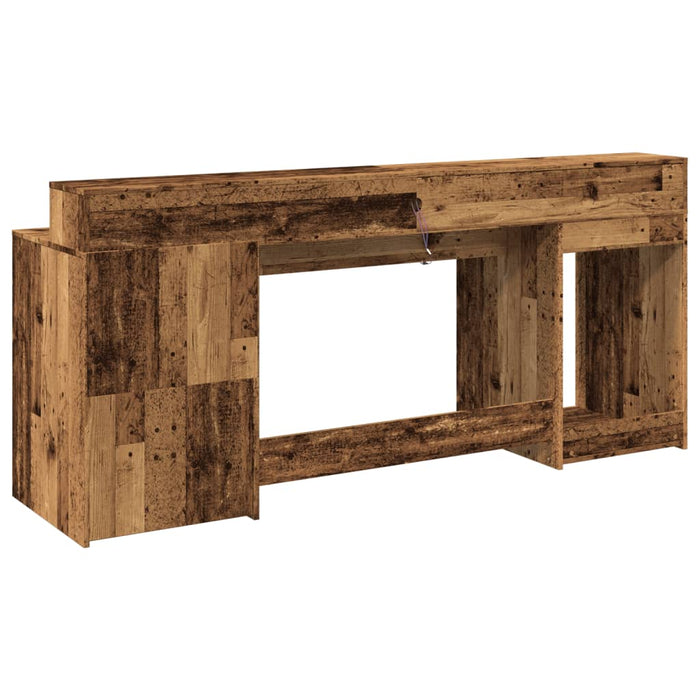 Birou cu lumini LED, lemn vechi, 200x55x91 cm, lemn prelucrat - WALTI WALTI