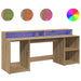 Birou cu lumini LED stejar artizanal 200x55x91cm lemn prelucrat - WALTI WALTI
