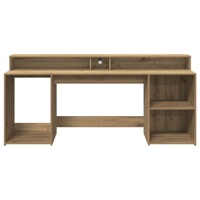 Birou cu lumini LED stejar artizanal 200x55x91cm lemn prelucrat - WALTI WALTI