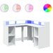 Birou cu lumini LED, alb, 130x130x91 cm, lemn prelucrat - WALTI WALTI