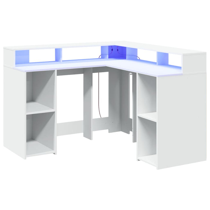 Birou cu lumini LED, alb, 130x130x91 cm, lemn prelucrat - WALTI WALTI