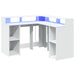 Birou cu lumini LED, alb, 130x130x91 cm, lemn prelucrat - WALTI WALTI