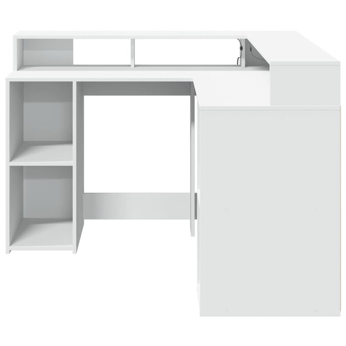 Birou cu lumini LED, alb, 130x130x91 cm, lemn prelucrat - WALTI WALTI