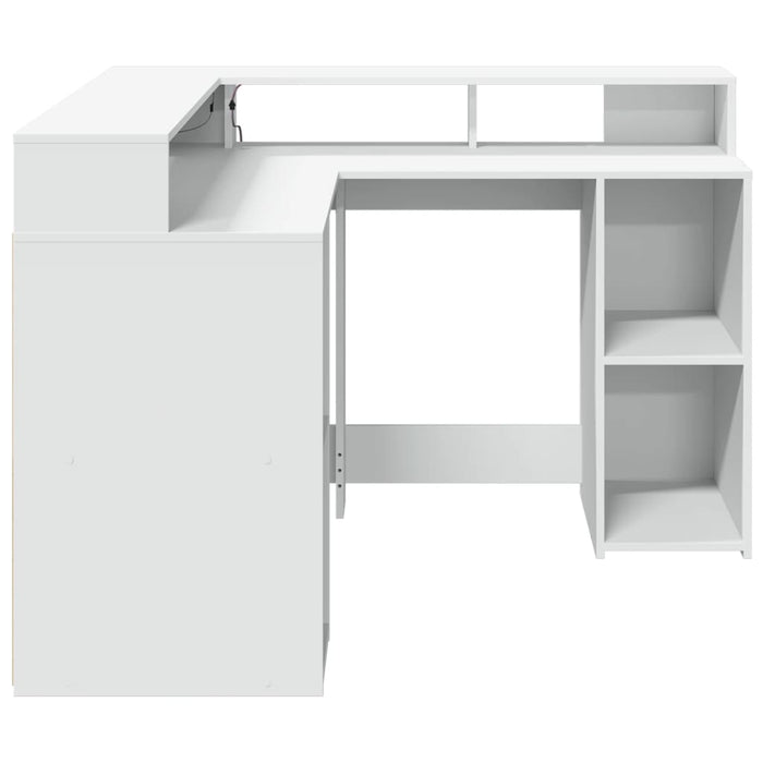 Birou cu lumini LED, alb, 130x130x91 cm, lemn prelucrat - WALTI WALTI