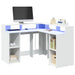 Birou cu lumini LED, alb, 130x130x91 cm, lemn prelucrat - WALTI WALTI