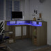 Birou cu lumini LED stejar sonoma 130x130x91 cm, lemn prelucrat - WALTI WALTI