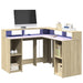 Birou cu lumini LED stejar sonoma 130x130x91 cm, lemn prelucrat - WALTI WALTI