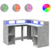 Birou cu lumini LED, gri beton, 130x130x91 cm, lemn prelucrat - WALTI WALTI