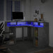 Birou cu lumini LED, gri beton, 130x130x91 cm, lemn prelucrat - WALTI WALTI