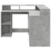 Birou cu lumini LED, gri beton, 130x130x91 cm, lemn prelucrat - WALTI WALTI