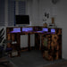 Birou cu lumini LED stejar fumuriu 130x130x91 cm lemn prelucrat - WALTI WALTI