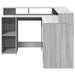 Birou cu lumini LED, gri sonoma, 130x130x91 cm, lemn prelucrat - WALTI WALTI