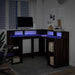 Birou cu lumini LED, stejar maro, 130x130x91 cm, lemn prelucrat - WALTI WALTI