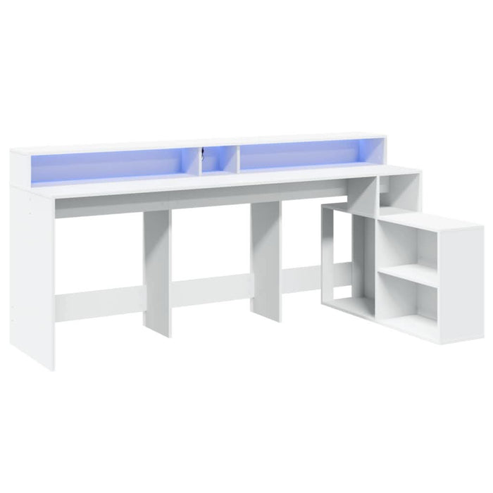 Birou cu lumini LED, alb, 200x104x91 cm, lemn prelucrat - WALTI WALTI