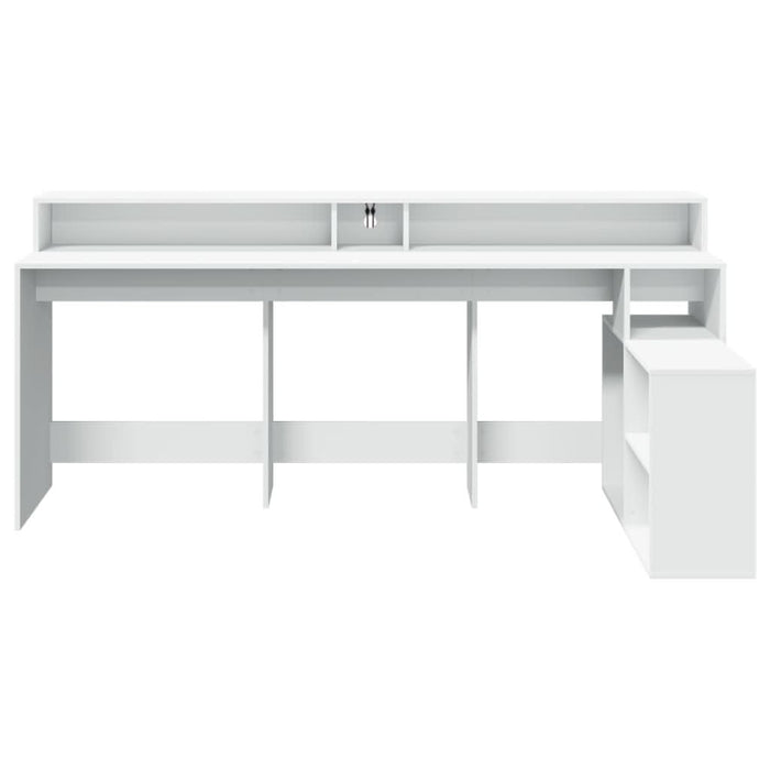 Birou cu lumini LED, alb, 200x104x91 cm, lemn prelucrat - WALTI WALTI