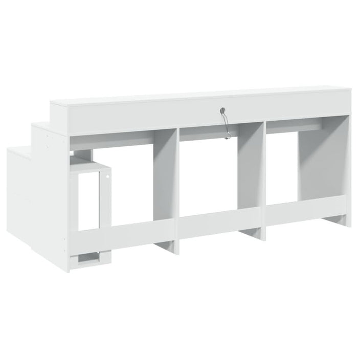 Birou cu lumini LED, alb, 200x104x91 cm, lemn prelucrat - WALTI WALTI