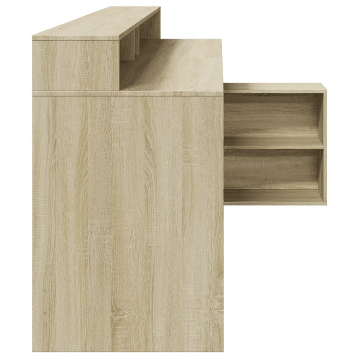 Birou cu lumini LED stejar sonoma, 200x104x91cm, lemn prelucrat WALTI