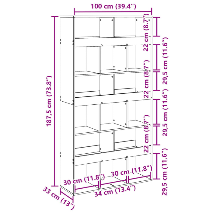 Separator cameră stejar artizanal 100x33x187,5cm lemn prelucrat - WALTI WALTI