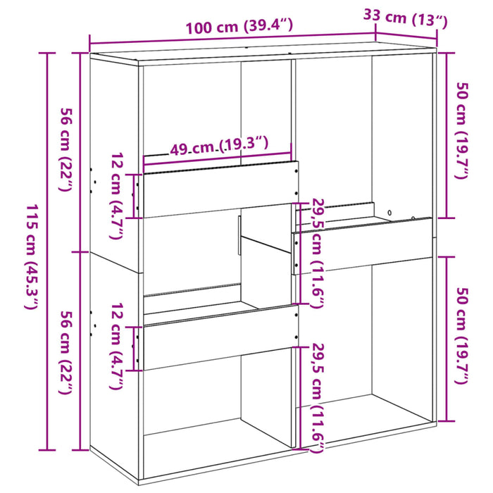 Separator de cameră, alb, 100x33x115 cm, lemn prelucrat - WALTI WALTI