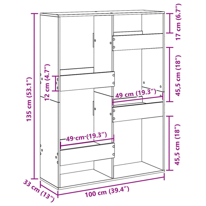 Separator de cameră, alb, 100x33x135 cm, lemn prelucrat - WALTI WALTI