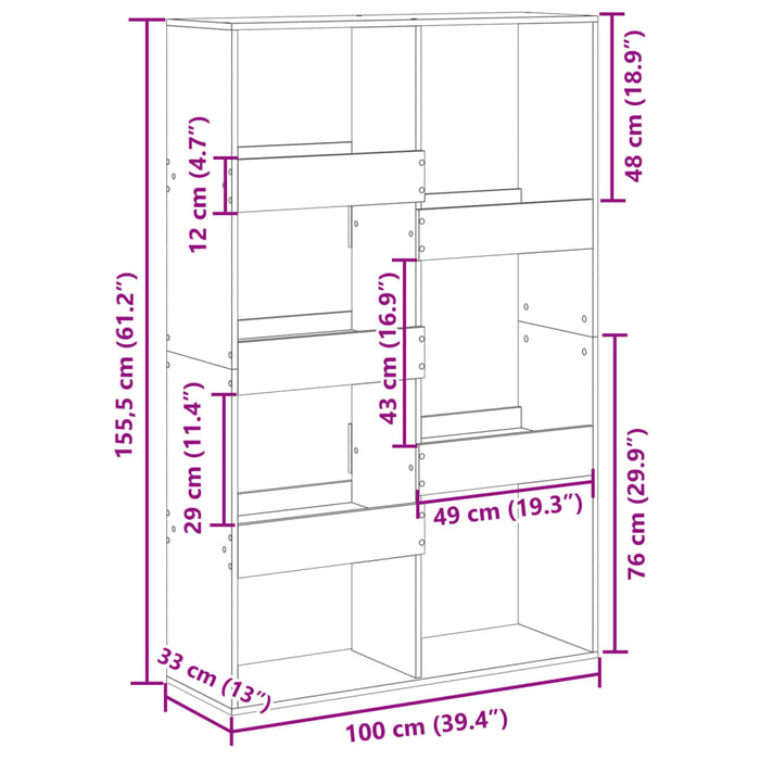 Separator de cameră, alb, 100x33x155,5 cm, lemn prelucrat - WALTI WALTI