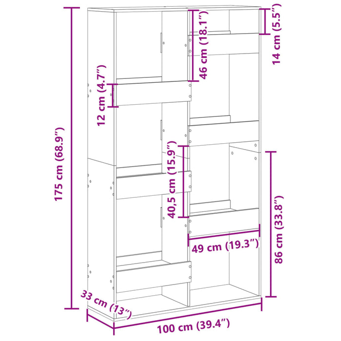 Separator de cameră, alb, 100x33x175 cm, lemn prelucrat - WALTI WALTI