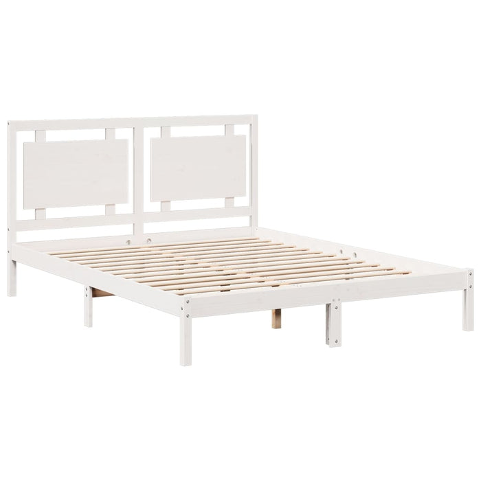 Cadru pat foarte lung fără saltea, alb, 160x210 cm lemn masiv - WALTI WALTI