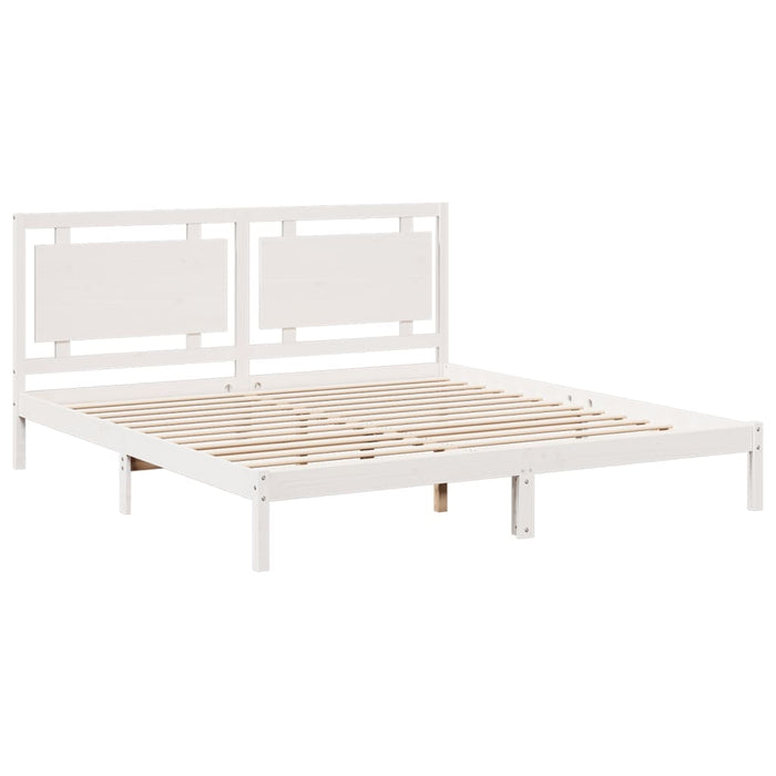 Cadru pat foarte lung fără saltea, alb, 200x210 cm lemn masiv - WALTI WALTI