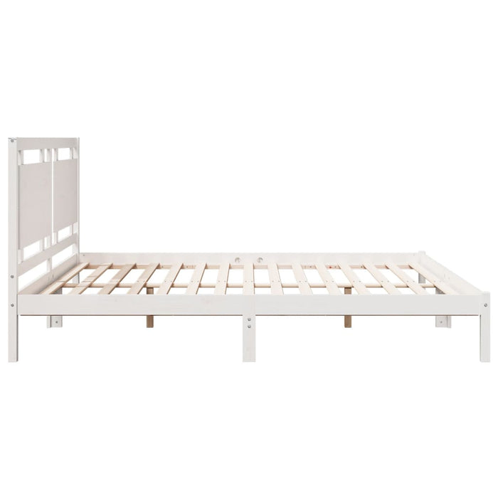 Cadru pat foarte lung fără saltea, alb, 200x210 cm lemn masiv - WALTI WALTI