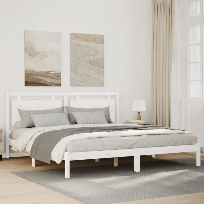 Cadru pat foarte lung fără saltea, alb, 200x210 cm lemn masiv - WALTI WALTI