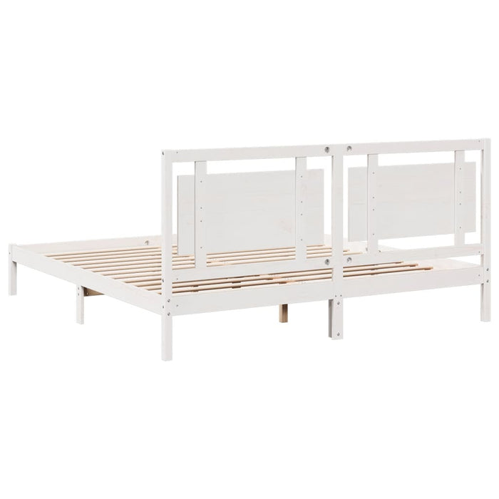 Cadru pat foarte lung fără saltea, alb, 200x220 cm lemn masiv - WALTI WALTI