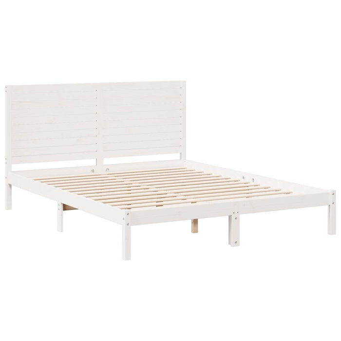 Cadru pat foarte lung fără saltea, alb, 140x210 cm lemn masiv - WALTI WALTI