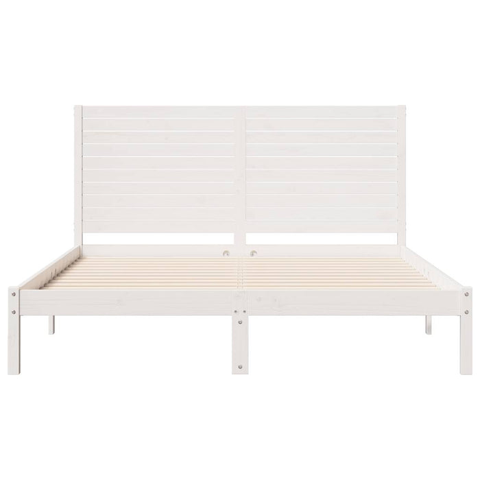 Cadru pat foarte lung fără saltea, alb, 140x210 cm lemn masiv - WALTI WALTI