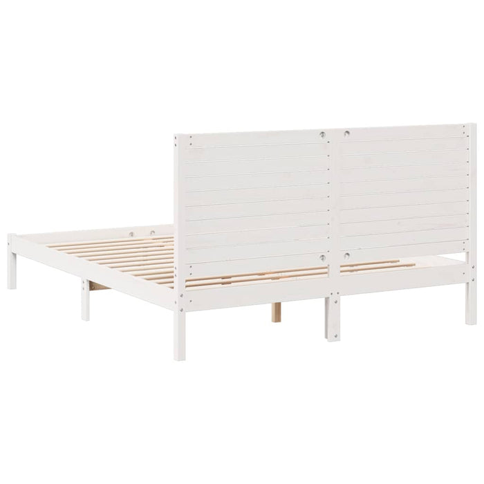 Cadru pat foarte lung fără saltea, alb, 140x210 cm lemn masiv - WALTI WALTI