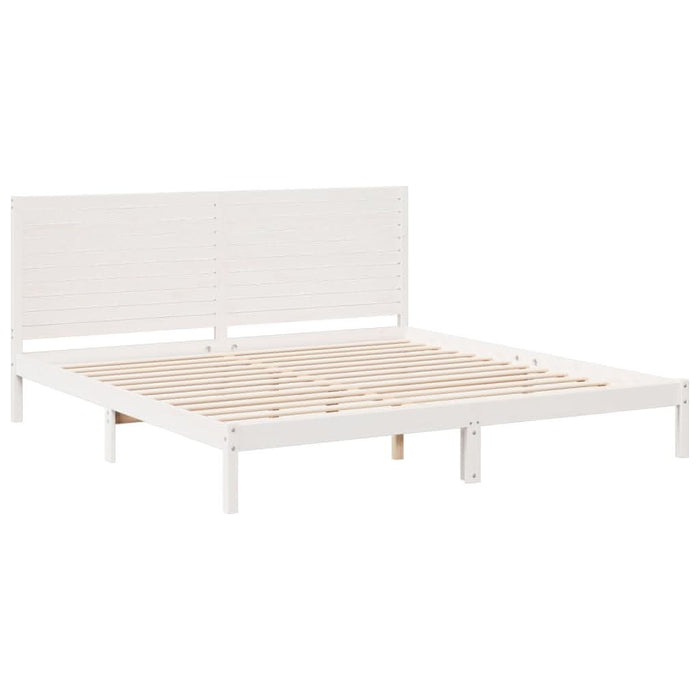 Cadru pat foarte lung fără saltea, alb, 180x210 cm lemn masiv - WALTI WALTI