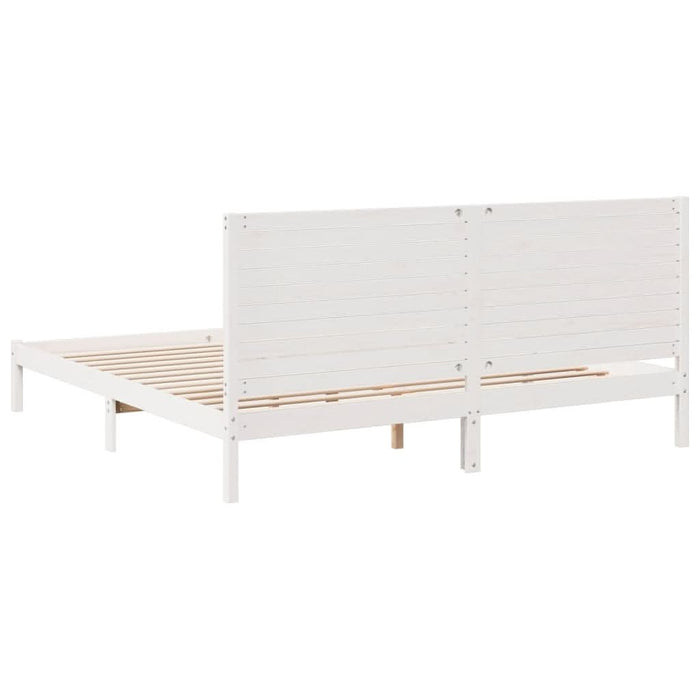 Cadru pat foarte lung fără saltea, alb, 180x210 cm lemn masiv - WALTI WALTI
