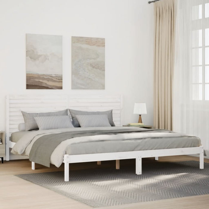 Cadru pat foarte lung fără saltea, alb, 180x210 cm lemn masiv - WALTI WALTI