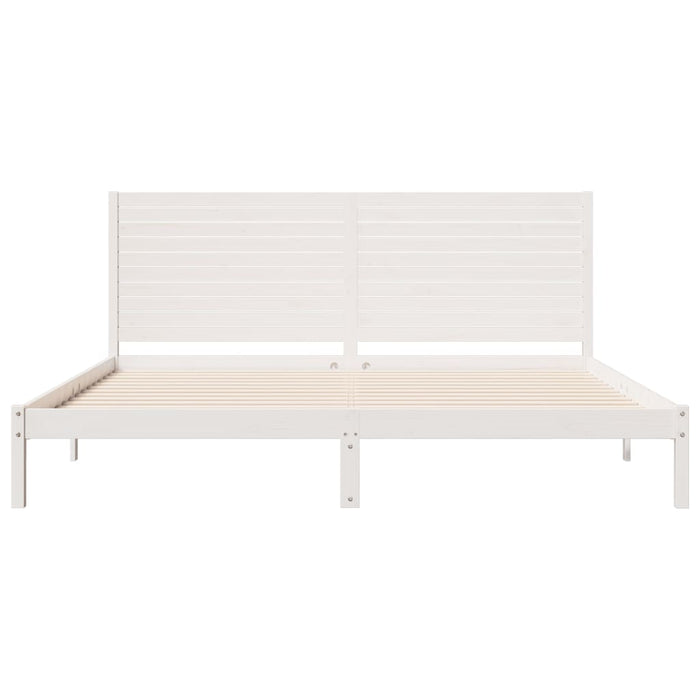 Cadru pat foarte lung fără saltea, alb, 200x210 cm lemn masiv - WALTI WALTI