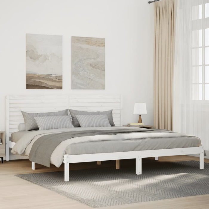 Cadru pat foarte lung fără saltea, alb, 200x210 cm lemn masiv - WALTI WALTI