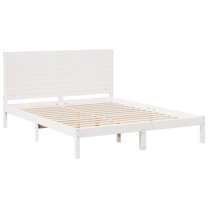 Cadru pat foarte lung fără saltea, alb, 140x220 cm lemn masiv - WALTI WALTI