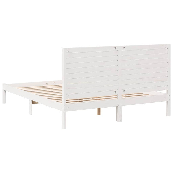 Cadru pat foarte lung fără saltea, alb, 140x220 cm lemn masiv - WALTI WALTI