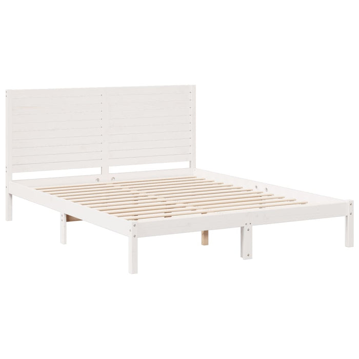 Cadru pat foarte lung fără saltea, alb, 160x220 cm lemn masiv - WALTI WALTI