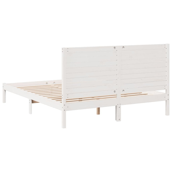 Cadru pat foarte lung fără saltea, alb, 160x220 cm lemn masiv - WALTI WALTI