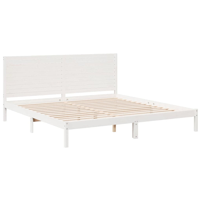 Cadru pat foarte lung fără saltea, alb, 180x220 cm lemn masiv - WALTI WALTI
