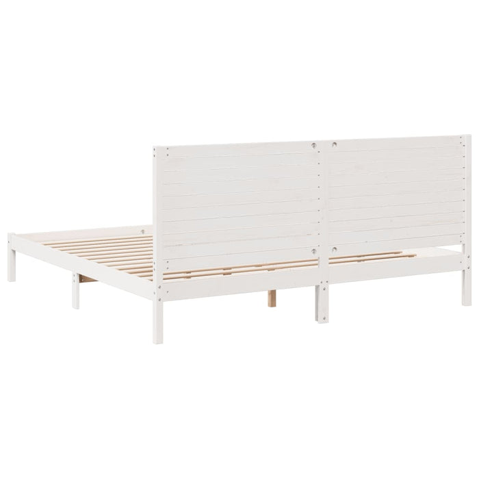 Cadru pat foarte lung fără saltea, alb, 180x220 cm lemn masiv - WALTI WALTI