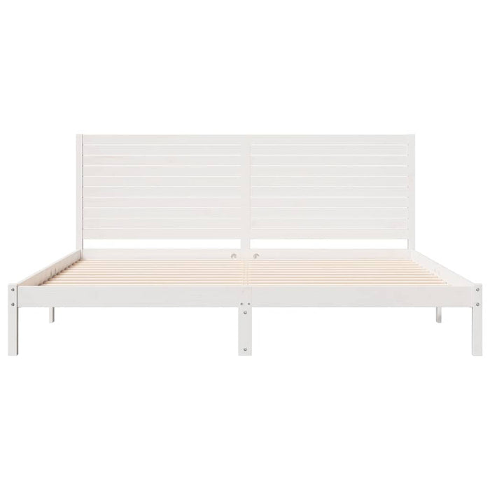 Cadru pat foarte lung fără saltea, alb, 200x220 cm lemn masiv - WALTI WALTI